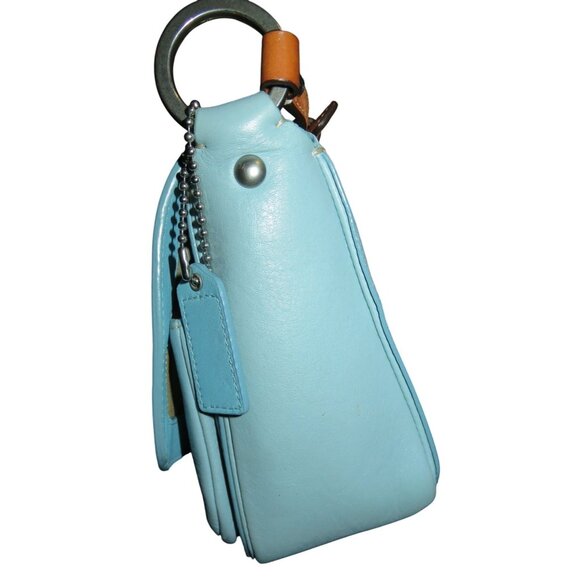 Coach 2008 Chelsea Pebbled Leather Buckle Flap Hobo Handbag in Tiffany Blue - Picture 3 of 13